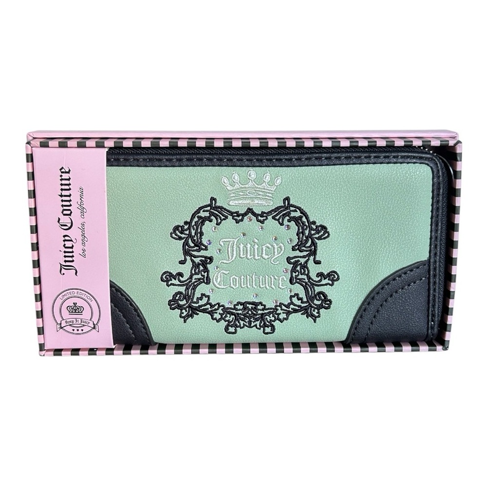 Juicy Couture HERITAGE ZIPPER AROUND LARGE WALLET SAGE GREEN NEW!